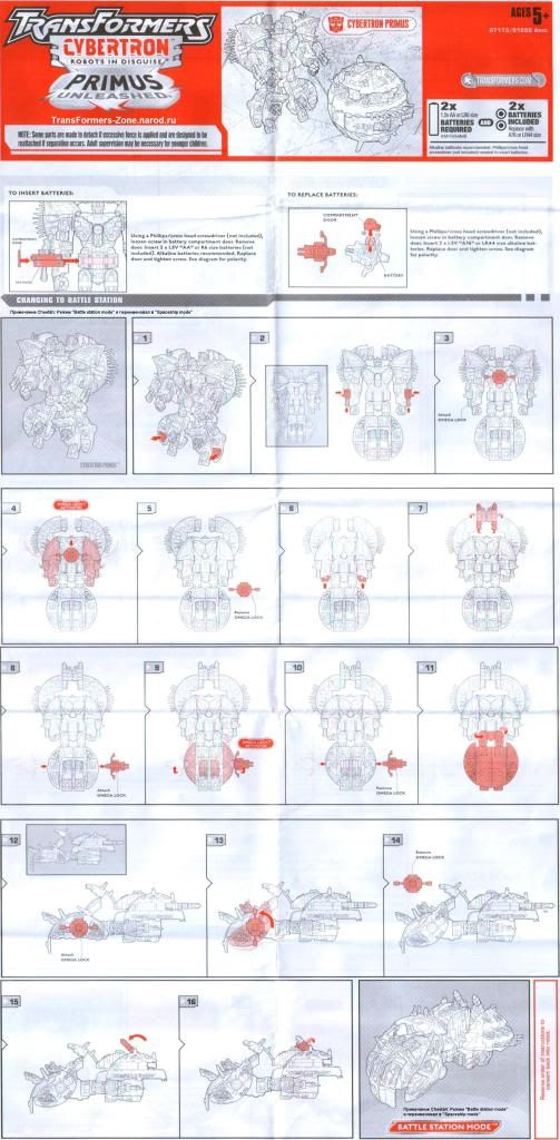 Inciso Transformers Cybertron Primus Instructions Sheet